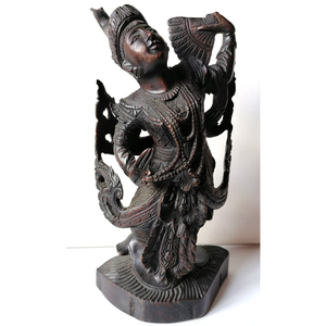 Antik, Jáva szigetén készült táncosnő szobor, Művészet, Szobor, Fa szobor, Famegmunkálás, MESKA