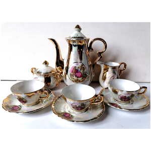 Vintage aranyozott Japán teáskészlet, Otthon & Életmód, Konyhafelszerelés, tálalás, Tálalás, Teás- és kávés pohár, készlet, Kerámia, MESKA