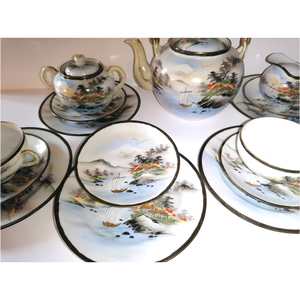 Álomszép antik kézzel festett Japán teáskészlet - otthon & életmód - konyhafelszerelés, tálalás - tálalás - teás- és kávés pohár, készlet - Meska.hu