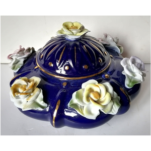 Szép rózsás porcelán bonbonier - otthon & életmód - dekoráció - asztal és polc dekoráció - dekorációs tál, tartó - Meska.hu