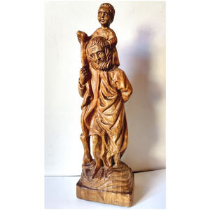Vintage faragott Szent Kristóf szobor nyakában a kis Jézussal - Meska.hu