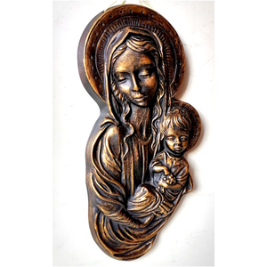 Mária a gyermek Jézussal, kerámia dombormű - otthon & életmód - dekoráció - dekoratív figurák és szobrok - Meska.hu