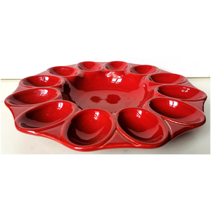 Vintage piros olasz húsvéti fajansz kínáló - otthon & életmód - konyhafelszerelés, tálalás - tálalás - kínálótál - Meska.hu