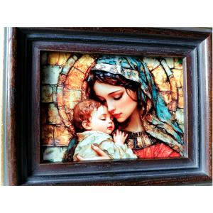 Mária és a kis Jézus, porcelánra készült kép - művészet - más művészeti ág - Meska.hu