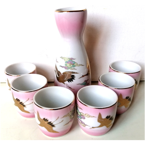 Antik ózsaszín Japán porcelán szakés készlet - Meska.hu