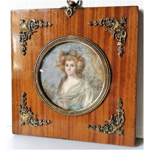 100 éves Antik női portré, miniatúra Madam Sheridan - Meska.hu