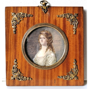 100 éves Antik női portré, miniatúra Madame Roland - művészet - festmény - festmény vegyes technika - Meska.hu