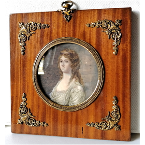 100 éves Antik női portré, miniatúra Madame Roland - Meska.hu