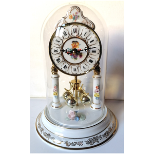 Vintage nagyméretű porcelán forgóingás üvegbúrás óra - Meska.hu