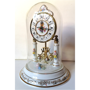 Vintage nagyméretű porcelán forgóingás üvegbúrás óra - otthon & életmód - dekoráció - fali és függő dekoráció - falióra & óra - Meska.hu