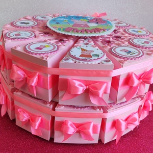 Papírtorta Pepa malac ajándék átadó torta doboz szeletek - otthon & életmód - papír, írószer - ajándékozás kellékei - papírtorta - Meska.hu