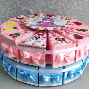 Papírtorta ajándék átadó torta doboz szeletek ovis jelekkel  - otthon & életmód - papír, írószer - ajándékozás kellékei - papírtorta - Meska.hu