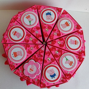 Papír torta Pepa malacdíszítéssel   - otthon & életmód - papír, írószer - ajándékozás kellékei - papírtorta - Meska.hu