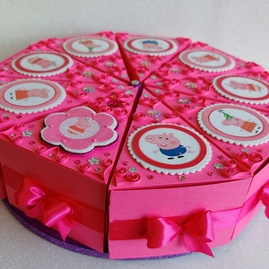 Papír torta Pepa malacdíszítéssel   - otthon & életmód - papír, írószer - ajándékozás kellékei - papírtorta - Meska.hu