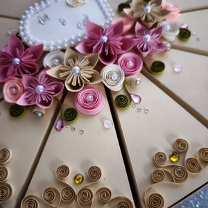 Pénzajándék - nászajándék átadó beige esküvői ajándék átadó torta doboz 12 szeletes  - esküvő - emlék & ajándék - doboz - Meska.hu