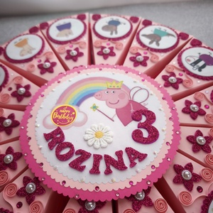 Papírtorta Pepa malac ajándék átadó torta doboz szeletek - otthon & életmód - papír, írószer - ajándékozás kellékei - papírtorta - Meska.hu
