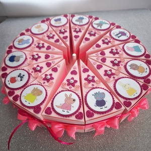 Papírtorta Pepa malac ajándék átadó torta doboz szeletek - otthon & életmód - papír, írószer - ajándékozás kellékei - papírtorta - Meska.hu