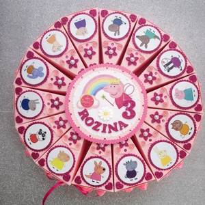 Papírtorta Pepa malac ajándék átadó torta doboz szeletek, Otthon & Életmód, Papír, írószer, Ajándékozás kellékei, Papírtorta, Papírművészet, MESKA