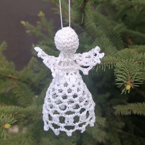 Horgolt angyalka, karácsonyfadísz , Karácsony, Karácsonyi lakásdekoráció, Karácsonyfadíszek, Horgolás, MESKA