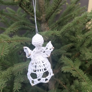 Horgolt angyalka, karácsonyfadísz , Karácsony, Karácsonyi lakásdekoráció, Karácsonyfadíszek, Horgolás, MESKA