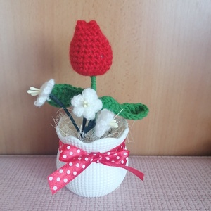 Anyáknapi kaspó horgolt virágokkal - otthon & életmód - virágdekoráció - virágtartó - kaspó - Meska.hu