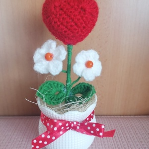 Anyáknapi kaspó horgolt virágokkal - otthon & életmód - virágdekoráció - virágtartó - kaspó - Meska.hu