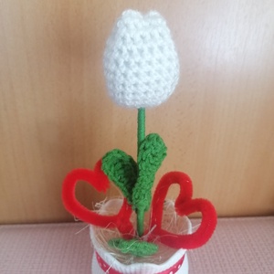 Anyáknapi kaspó horgolt virágokkal - otthon & életmód - virágdekoráció - virágdíszek - virágdísz kaspóban - Meska.hu