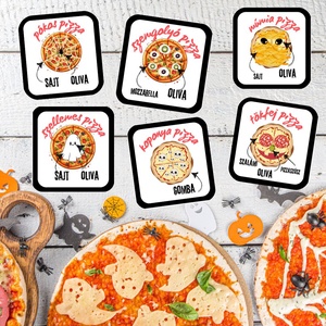 Halloweeni pizza party -nyomtatható szituációs játék gyerekeknek- - otthon & életmód - dekoráció - halloween - halloweeni meghívó, képeslap, ajándékkísérő - Meska.hu