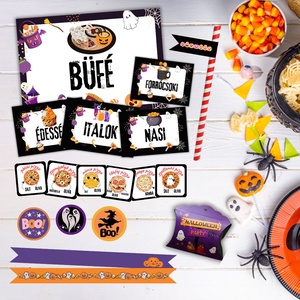 Halloweeni pizza party -nyomtatható szituációs játék gyerekeknek-, Otthon & Életmód, Dekoráció, Halloween, Halloweeni meghívó, képeslap, ajándékkísérő, Fotó, grafika, rajz, illusztráció, MESKA