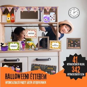 Halloweeni étterem -nyomtatható szerepjáték gyerekeknek-, Otthon & Életmód, Dekoráció, Halloween, Halloweeni meghívó, képeslap, ajándékkísérő, Fotó, grafika, rajz, illusztráció, MESKA