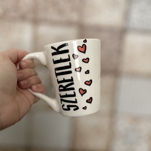 Szeretlek feliratos szivecskés bögre, Otthon & Életmód, Konyhafelszerelés, tálalás, Tálalás, Bögre & Csésze, Festett tárgyak, MESKA