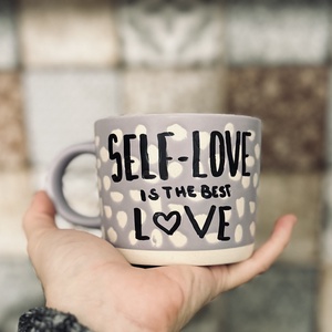 SELF-LOVE is the best love feliratos bögre - otthon & életmód - konyhafelszerelés, tálalás - tálalás - bögre & csésze - Meska.hu