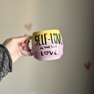 SELF-LOVE is the best love feliratos bögre - otthon & életmód - konyhafelszerelés, tálalás - tálalás - bögre & csésze - Meska.hu