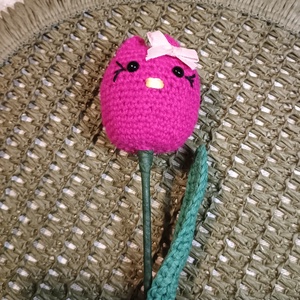 Horgolt cicás tulipán  - diy (csináld magad) - szabásminta, útmutató - horgolási minta - Meska.hu