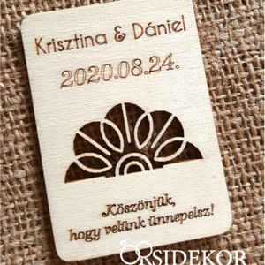 Köszönetajándék virág, esküvői hűtőmágnes fából, Esküvő, Emlék & Ajándék, Köszönőajándék, , MESKA