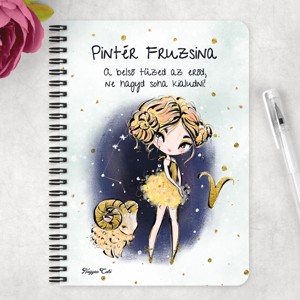 Személyre szabható - Szőke hajú Csini Kos lány mintás A5-ös füzet - otthon & életmód - papír, írószer - jegyzetfüzet & napló - Meska.hu
