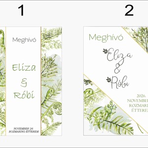 Zöld leveles esküvői meghívó - Meska.hu