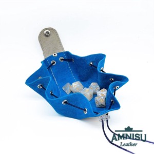 Szürke - kék bőr mini 2in1 szütyő és kockatálca N8014-6015 - játék & sport - táblajáték és kártyajáték - társasjátékok - dobókocka - Meska.hu