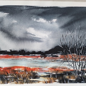 Ahol a föld és az ég haragot cserél ni nem tudhat - művészet - festmény - akvarell - Meska.hu