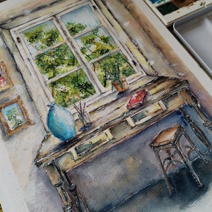 Az otthon csendje. - művészet - festmény - akvarell - Meska.hu