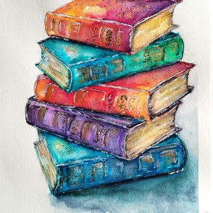 Egy varázslótanonc könyvei - művészet - festmény - akvarell - Meska.hu