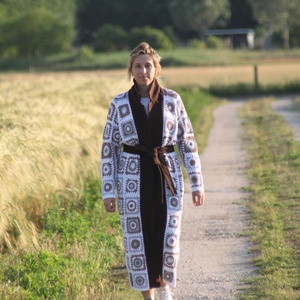 Granny Square horgolt pamut kabát/pulcsi - ruha & divat - női ruha - kardigánok - Meska.hu