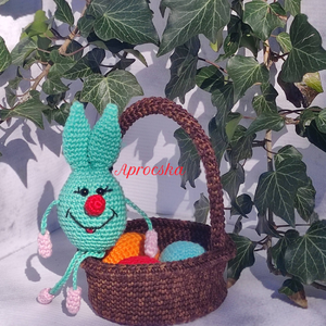 Húsvéti dekoráció - Tojás nyuszi kosárkával, Otthon & Életmód, Dekoráció, Dísztárgy, Horgolás, MESKA