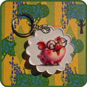 Kulcstartó virágfoma kisállatokkal, Táska & Tok, Kulcstartó & Táskadísz, Kulcstartó, Decoupage, transzfer és szalvétatechnika, MESKA