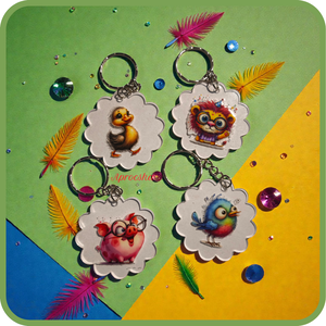 Kulcstartó virágfoma kisállatokkal - táska & tok - kulcstartó & táskadísz - kulcstartó - Meska.hu