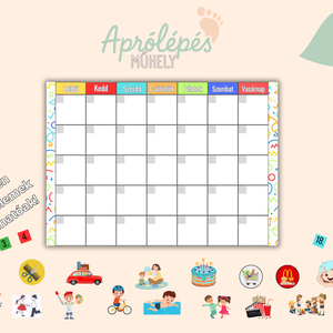 Gyerekek Havi Tervezője  Képes Naptár a Fontos Eseményekhez - Gyermeknaptár - művészet - grafika & illusztráció - digitális - Meska.hu