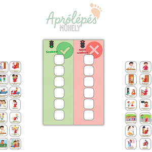 Viselkedést segítő szabálytábla óvodásoknak  Szabad / Nem szabad kártyákkal, Művészet, Grafika & Illusztráció, Digitális, Fotó, grafika, rajz, illusztráció, MESKA