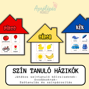 Színtanuló házikók - Színek tanulása gyermekeknek, Művészet, Grafika & Illusztráció, Digitális, Fotó, grafika, rajz, illusztráció, MESKA