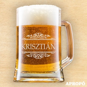 Krisztián napi korsó ajándék gravírozott söröskorsó Krisztiánnak névnapra szülinapra gravírozva, Otthon & Életmód, Konyhafelszerelés, tálalás, Tálalás, Sörös pohár és korsó, Üvegművészet, Gravírozás, pirográfia, MESKA