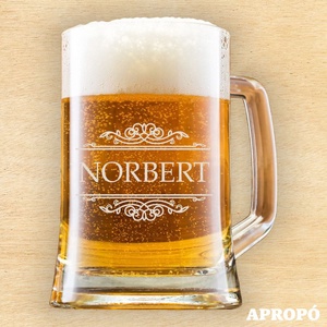 Norbert napi korsó ajándék gravírozott söröskorsó Norbertnek névnapra szülinapra gravírozva, Otthon & Életmód, Konyhafelszerelés, tálalás, Tálalás, Sörös pohár és korsó, Üvegművészet, Gravírozás, pirográfia, MESKA